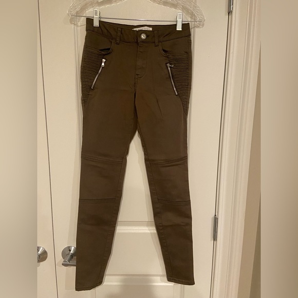 ASO Kate Middleton Zara Khaki Biker Pants Size 2 - Picture 3 of 5